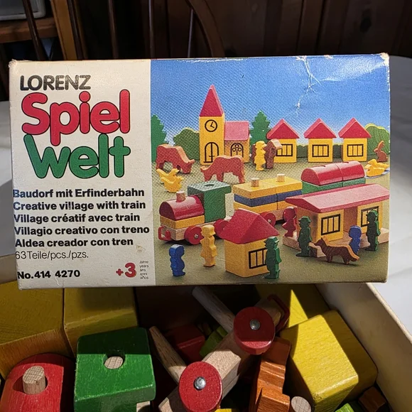 Vintage Lorenz Spielwelt Wooden Village And Train Building Set 70s West Germany - Picture 4 of 16